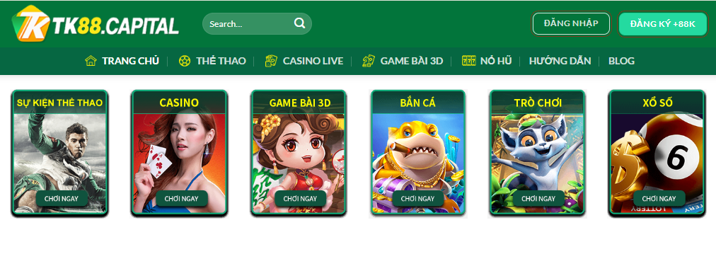 Khám Phá Nhà Cái TK88 - TOP Trang Cá Cược Uy Tín - Tặng CODE 4 TOP sản phẩm cá cược nhà cái TK88 mang đến người chơi